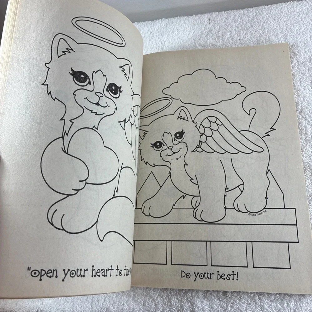 Vintage Lisa Frank Chrissy the Angel Kitty Coloring Book Bright Colorful